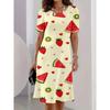 Summer Fashionable Casual Round Neck T-shirt Short Sleeved Mid Length Mini Dress Soft Comfortable Retro Versatile Party Loose 3D Printed Women's Dress