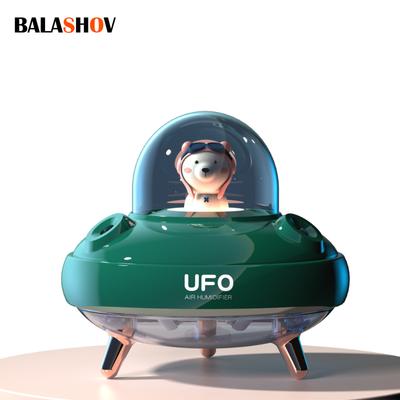 Podwójne dysze bezprzewodowy nawilżacz Ufo pulpit nawilżacz powietrza urocza planeta niedźwiedź Led Light ultradźwiękowy aromatyczny dyfuzor olejków eterycznych