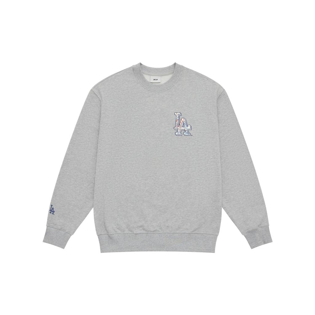 New MLB Los Angeles Dodgers Basic Collection 24FW Crewneck Sweatshirt Unisex Heather Gray 3AMTB1344-07MGS