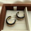 Classic Leather Metal Large Circle Earrings Women'S Niche Design Sense Advanced Temperament Small Fragrant Wind Earrings Earrings