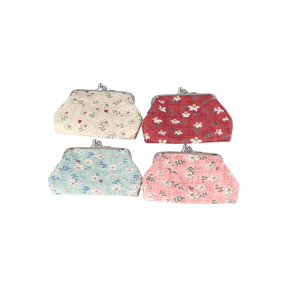 Vintage Flower Print Retro Hasp Purse Women Money Clip Small Wallet Coin Purse Clutch Bag