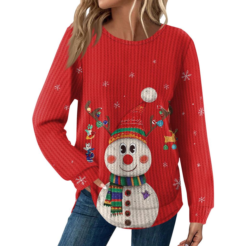 Dámská móda Dlouhý rukáv Vánoční Volný Dlouhý rukáv Kulatý výstřih Ležérní Top