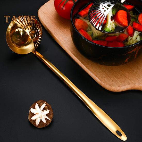 Nerezová skimmerová lžíce na smažení Vaření 2 v 1 štěrbinová lžíce s dlouhou rukojetí Cedník sítko Naběračka na těstoviny Hotpot nudle