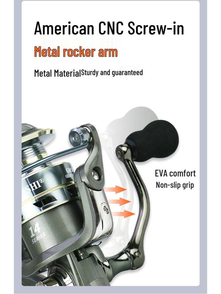 All-Metal Spinning Fishing Reel - Outdoor Lure, Long Cast, Sea Rod Anchor, and Fishing Gear.