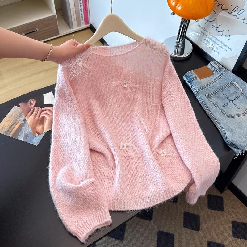 Plus Size Floral Knit Sweater: Chic, Slimming, Soft & Cozy Autumn/Winter Fashion for Women