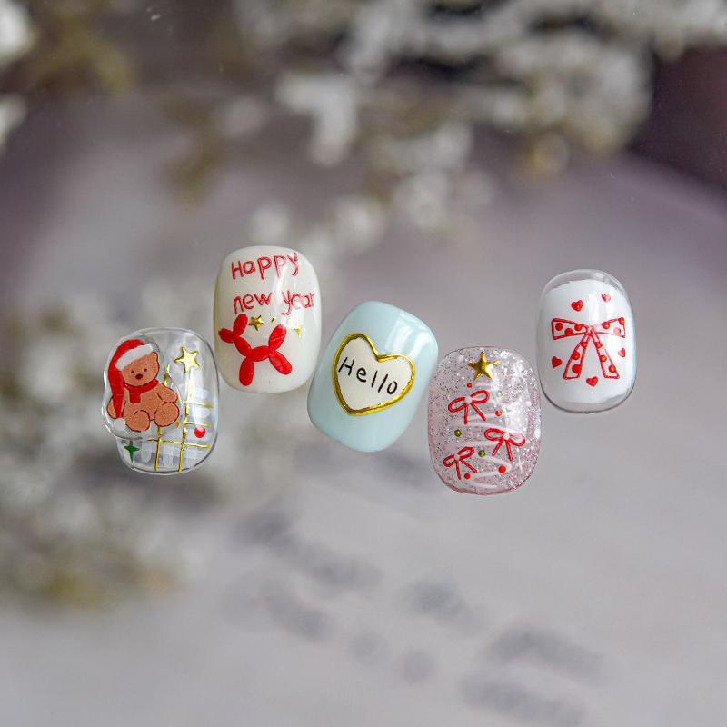 1Sheet Snowflake Penguin Sticker For Nails Cute Crystal Ball Lace Red Hat Star Bow Christmas Tree Nail Art Stickers Decoration