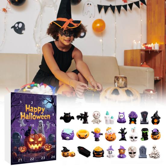 Halloween Countdown 24 Days Advent Calendar Mini Statues Multi-purpose Holiday Countdown Small Creepy Resin Figurines Set