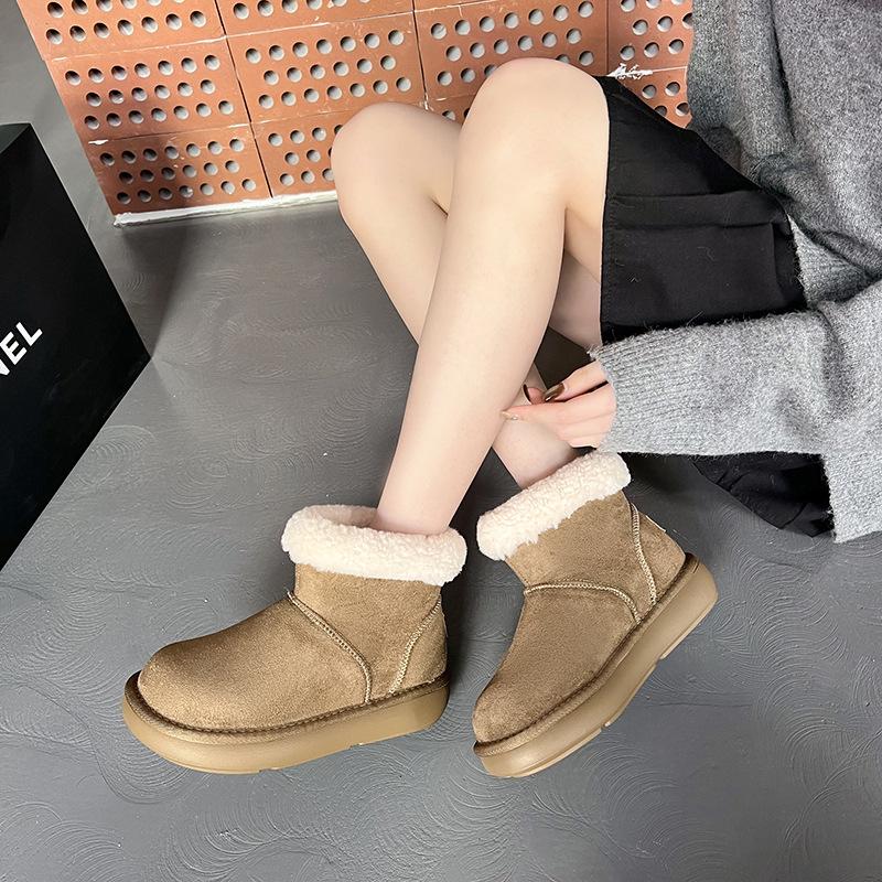 Women's Fur One Thick Sole Winter Lightweight Warm Padded Snow Boots Non-slip Wear-resistant Casual Sneakers Fur Cotton Boots