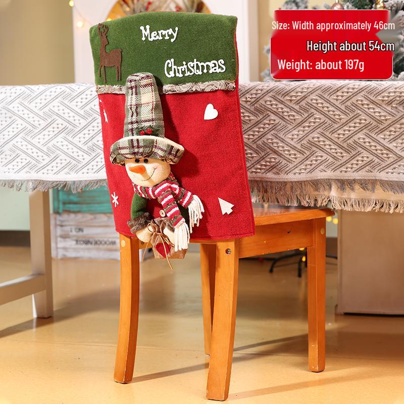 Cartoon Christmas Chair Covers: Santa, Snowman, Reindeer - Perfect for Home, Dining, Hotel, and Restaurant Decor
