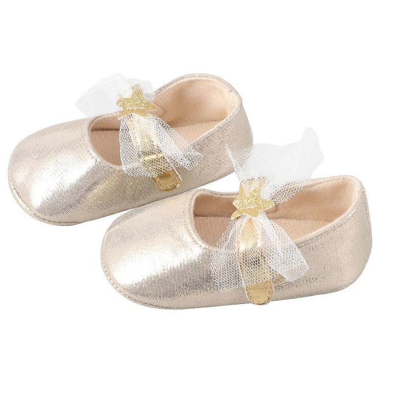 Shoes Girls Toddler Shoes Ballet Style First-Time Walking Golden 12cm Flat Design Adjustable Ankle Strap 1 Pair