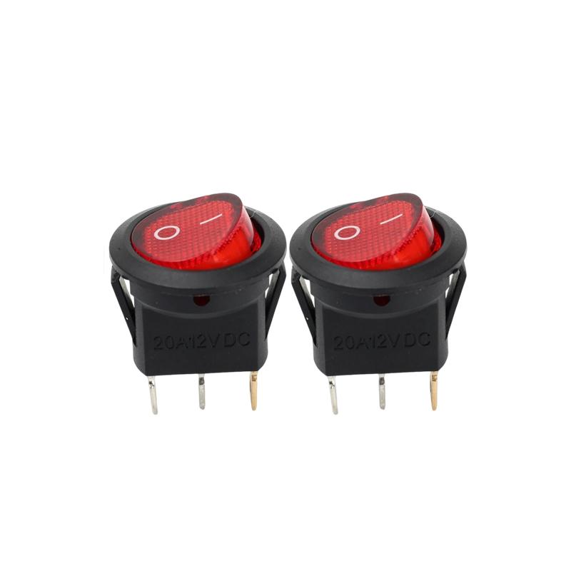 For Panel Control Box Boat Car RV 20mm Round Hole LED Rocker Switch KCD1 12V 20A SPDT Waterproof Marine Equipment Switches
