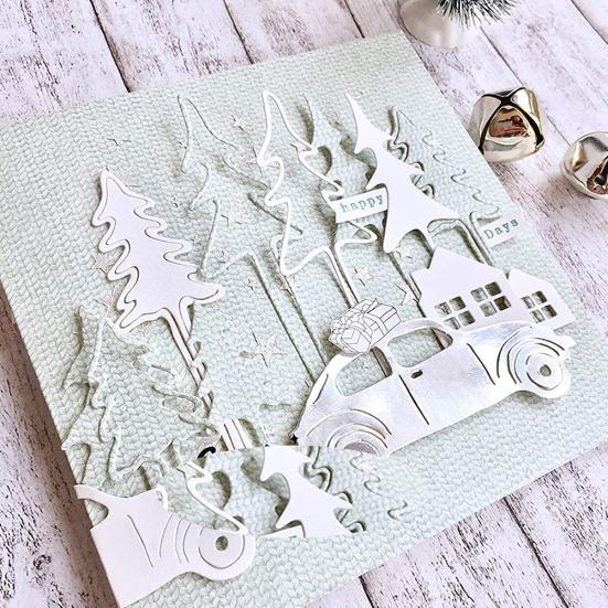 Albero di Natale in legno di cedro, fustella per album di ritagli fai da te, carta per biglietti