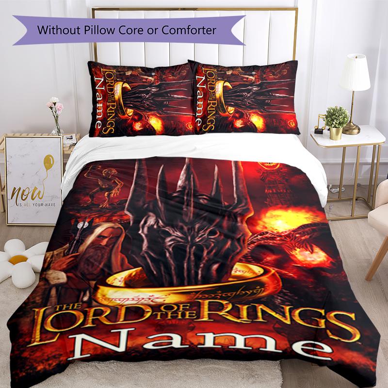 3pcs Custom Name The Fellowship of the Ring Bedding Set Duvet Cover Closure Includes 1 Duvet Cover & 2 Pillowcases for All Seasons Bedroom Decor