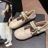 French pearl bow Mary Jane shoes women's 2025 new versatile skirt single shoes gentle wind ballet shoes