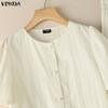VONDA Women Outfits Short Sleeve Ruffled Blouse and Skirts Casual Two Piece Suit Elegant Sets