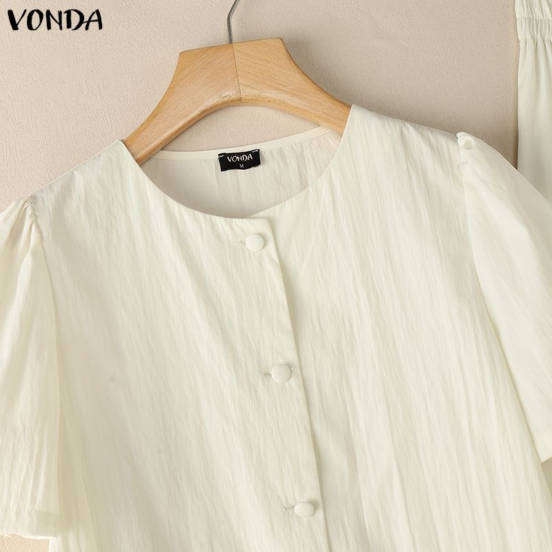 VONDA Women Outfits Short Sleeve Ruffled Blouse and Skirts Casual Two Piece Suit Elegant Sets