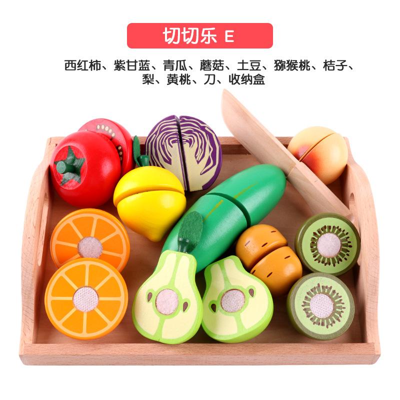 Wooden Children'S Early Education Simulation Playing House Fruits And Vegetables Velcro Cheche Le Creative Kitchen Toys