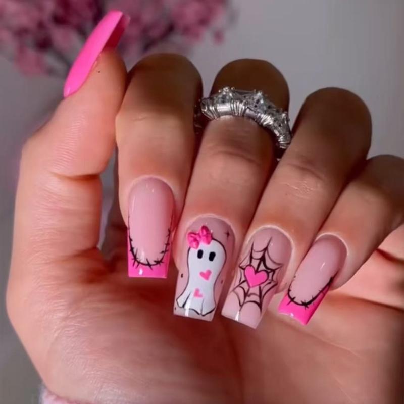 

Pattern French Manicure Short On Halloween Party Translucent ABS Material 1