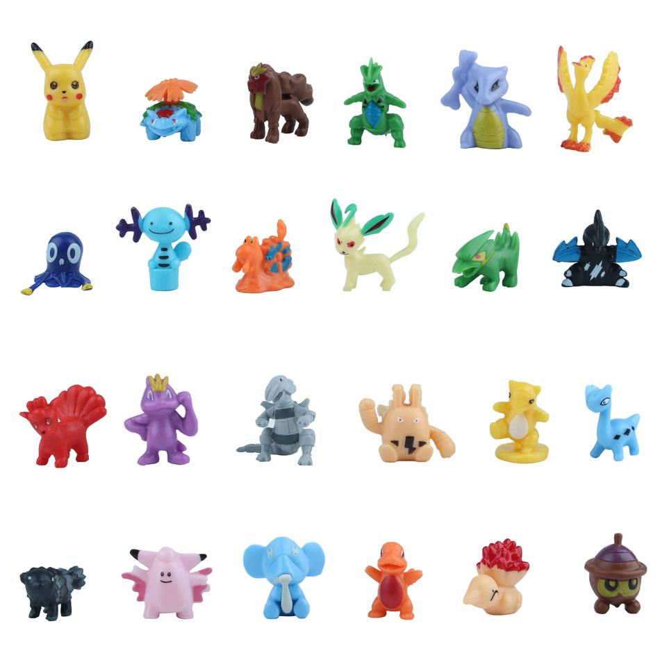 24pcs/Bag Set Game Character Figures Toy 2-3cm Bulk Anime Small Pocket Monster Mini Doll Lot Pikachu Figurine Birthday Gift
