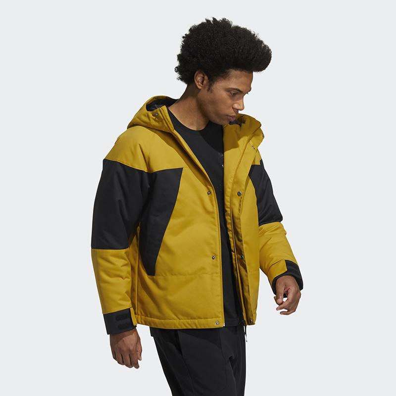 Adidas Color-Block Hooded Down Jacket Men Outerwear Yellow H23091