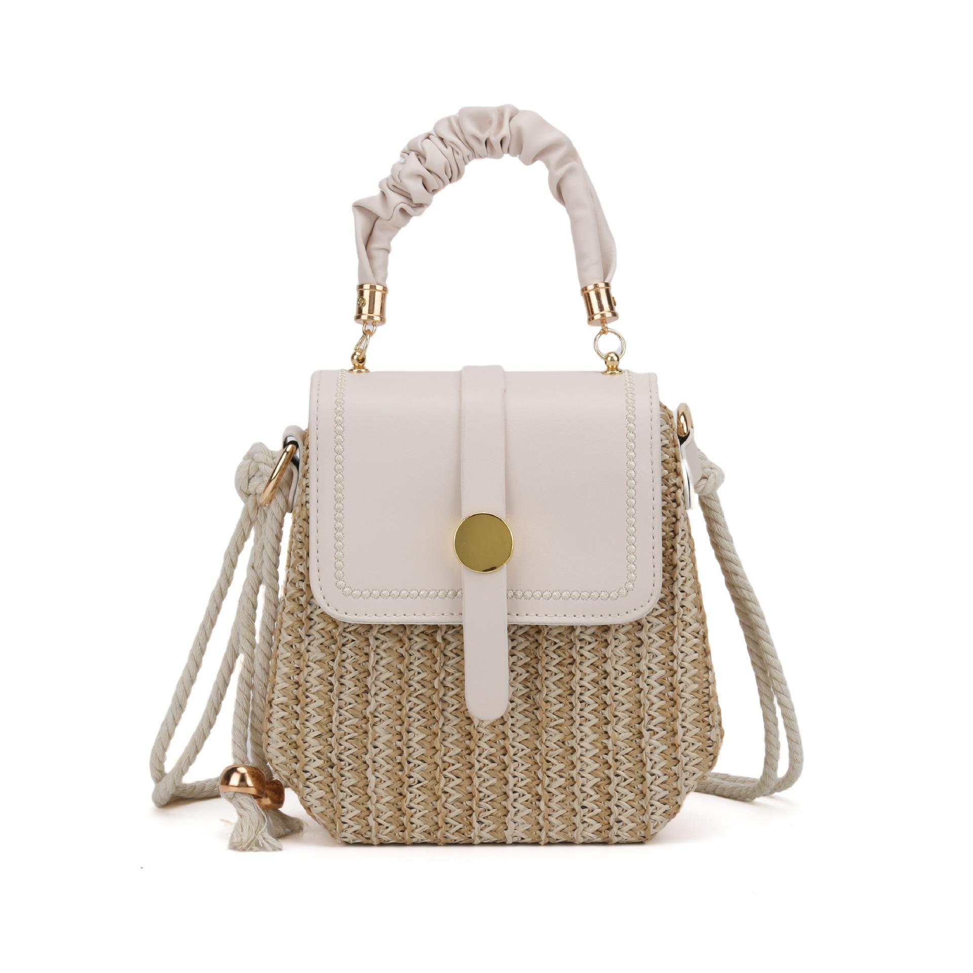 

Bag women s bag new summer seaside travel shoulder messenger box bag literary straw woven small square bag