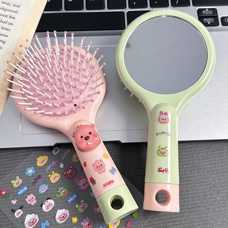 Diy Cartoon Air Cushion Comb Massage Portable Comb And Mirror All In One Comb