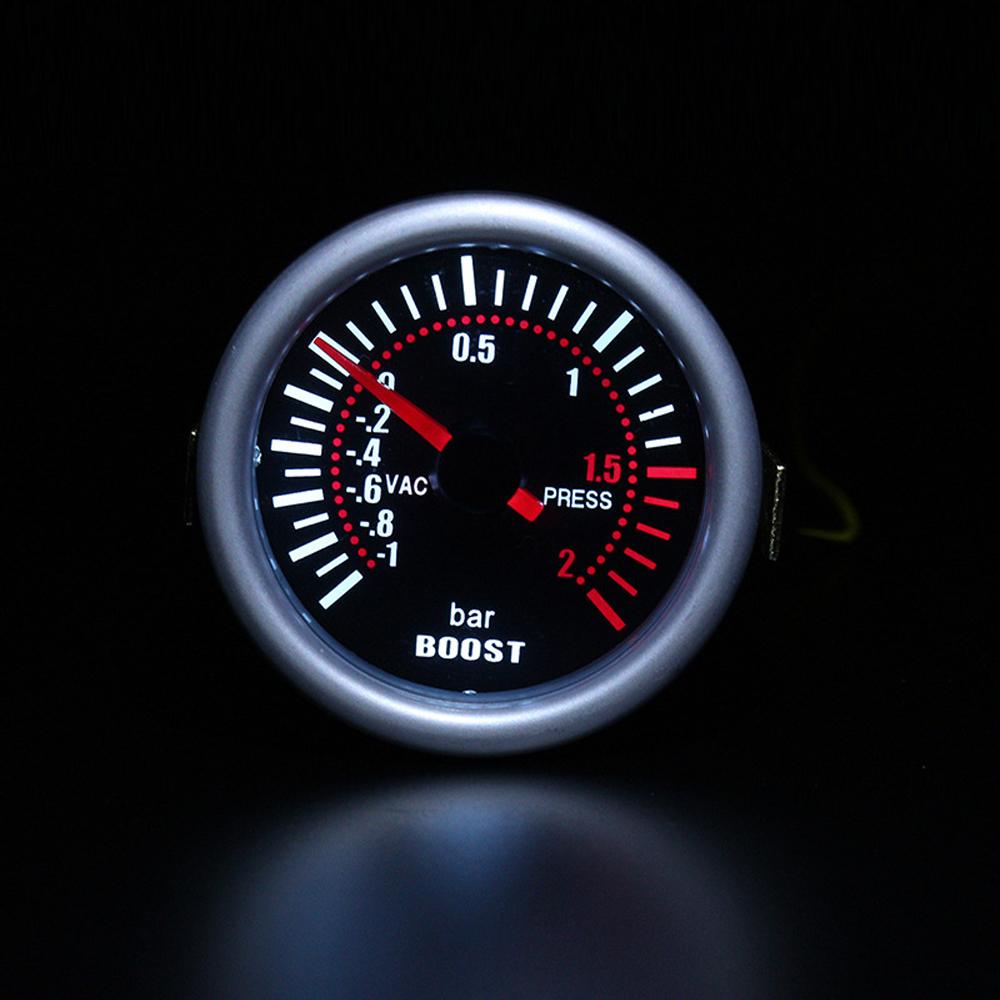 Turbo Pressure Gauge Turbo Boost Meter Universal 2" 52mm White LED Backlight Smoke Lens 12V -1~0~2Bar Car Modification