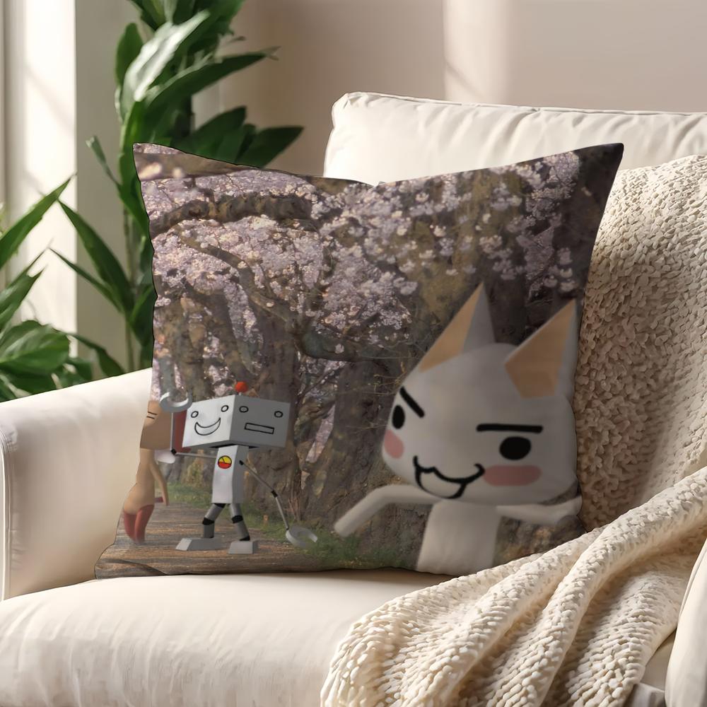 Cartoon Toro Inoue Cute cat cushion cover Pillow Case Pillowcase Soft Skin Friendly & Comfortable with a Hidden Zipper
