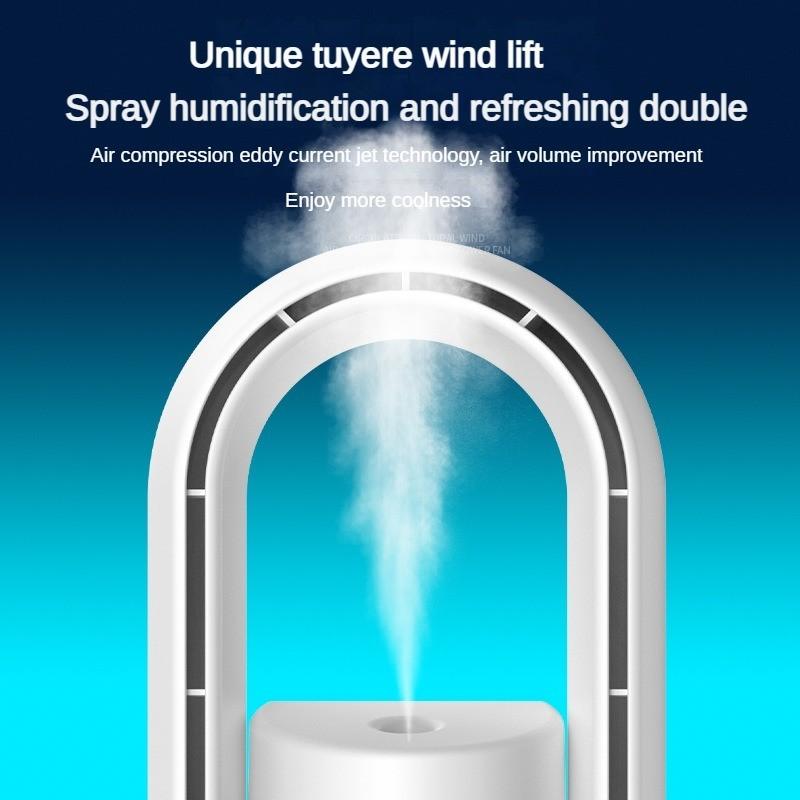 5W 6-Gear Adjustable Wind Speed Air Conditioning Fan Household Leafless Spray Air Cooler USB Desktop Silent Vertical Circulating Fan 125*135*330mm