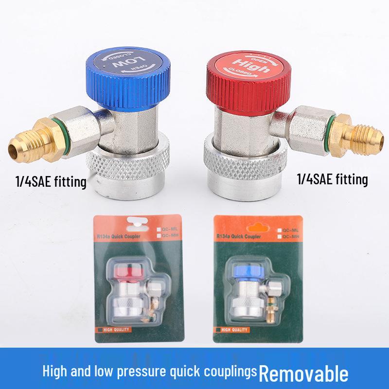 Adjustable R134a Refrigerant Quick Coupler for Car A/C - High/Low Pressure Charging Tool