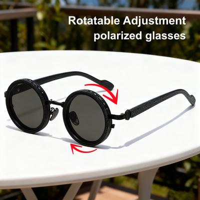 Level Rotatable Adjustable Men'S Sunglasses Retro Neutral Street Photography Wood Grain Legs Uv400 Glasses