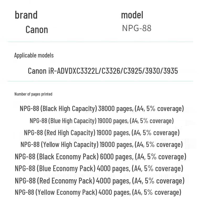 Canon NPG-88 Original High-Capacity Toner Cartridge