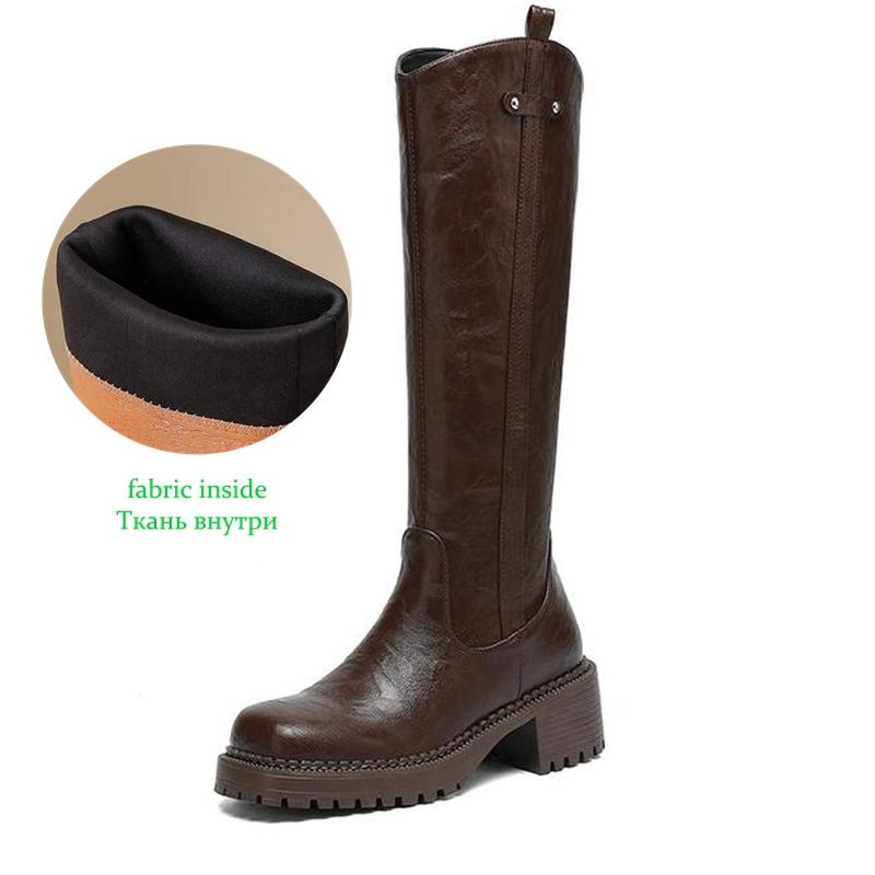 Krazing Pot Microfiber Winter Round Toe Modern Platform Size 33 Knee Boots Size 43 Thick Bottom Women Fashion Thigh High Boots