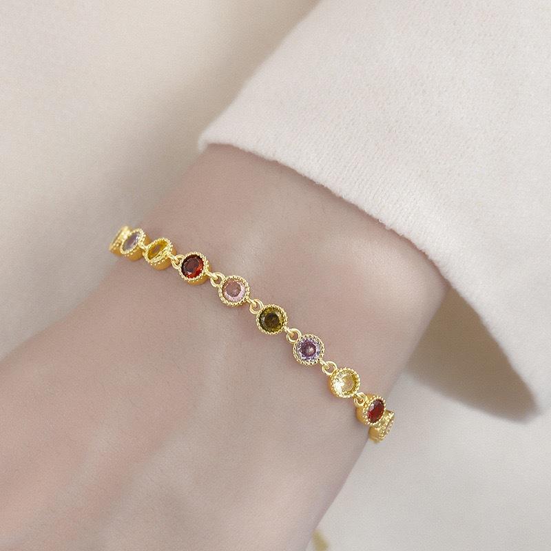 Colored Stone Bracelet Women's Light Luxury Niche Exquisite High-end Simple Versatile Bracelet New Girlfriend Jewelry 2026