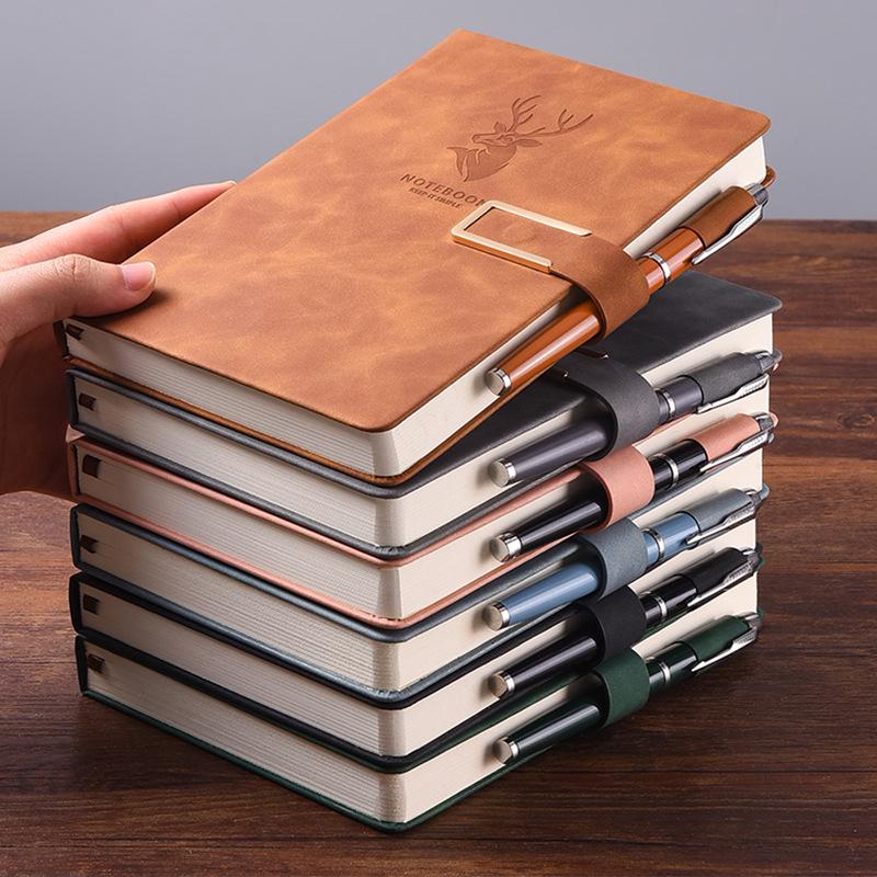 A5 Lambskin Deer Head Journal with Custom Logo - Premium Thick Notebook for Business Meetings