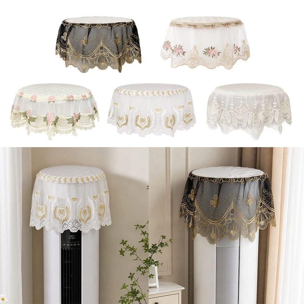 Floral Lace Trim Round Air Conditioner Cover Universal Fit Air Conditioner Protector Home Decor
