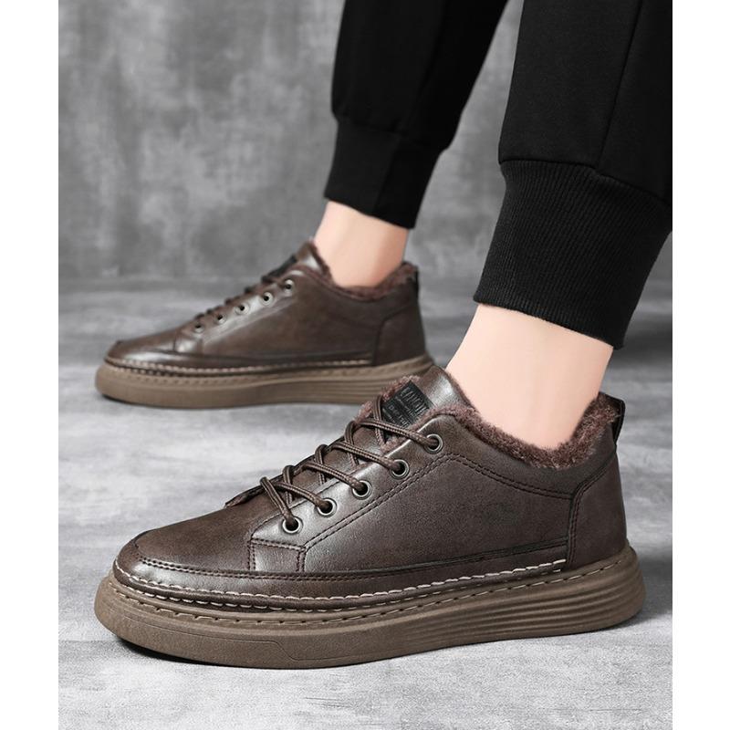 Winter Mens High Top Fleece Lined Casual Shoes Non Slip Durable