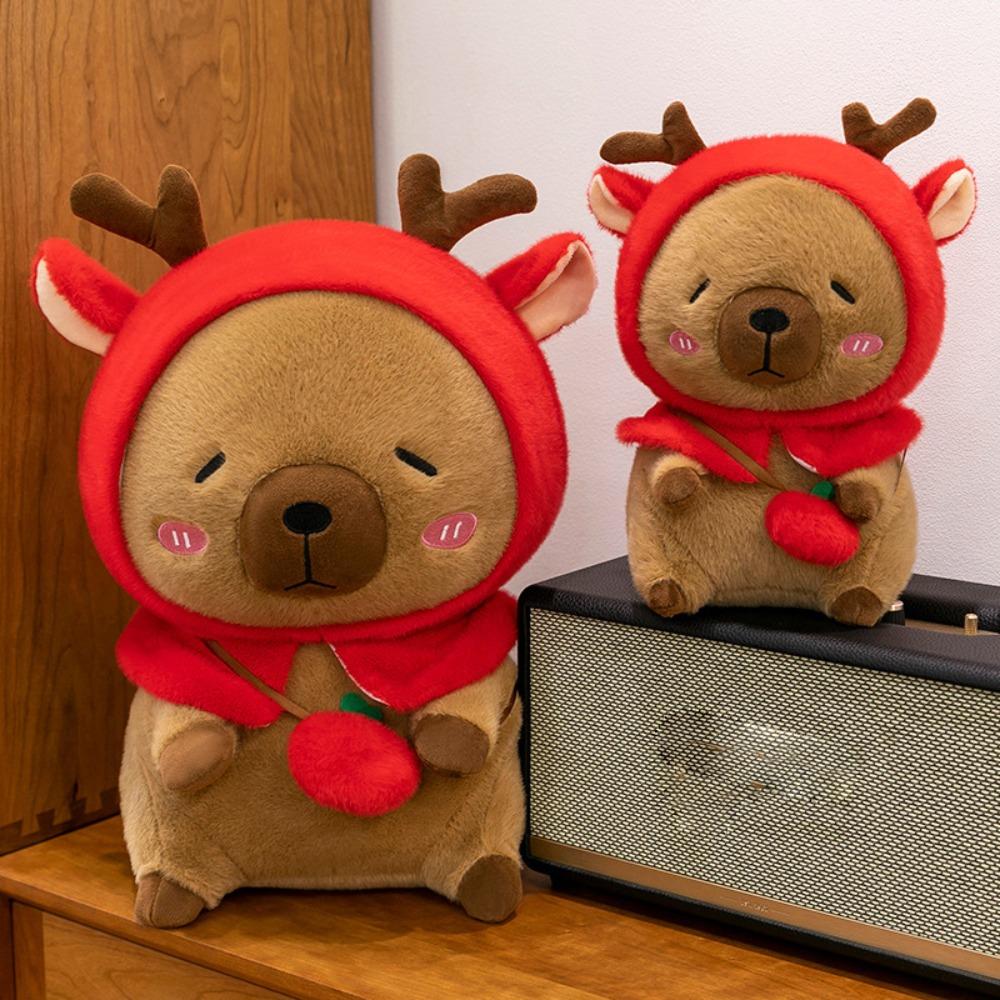 

Fluffy Cartoon Capybara Cotton Doll Reindeer Capybara Stuffed Doll Christmas Gift capybara