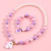 2Pcs Fashion Simple Colorful Beaded Short Necklace Bracelet Female Jewelry