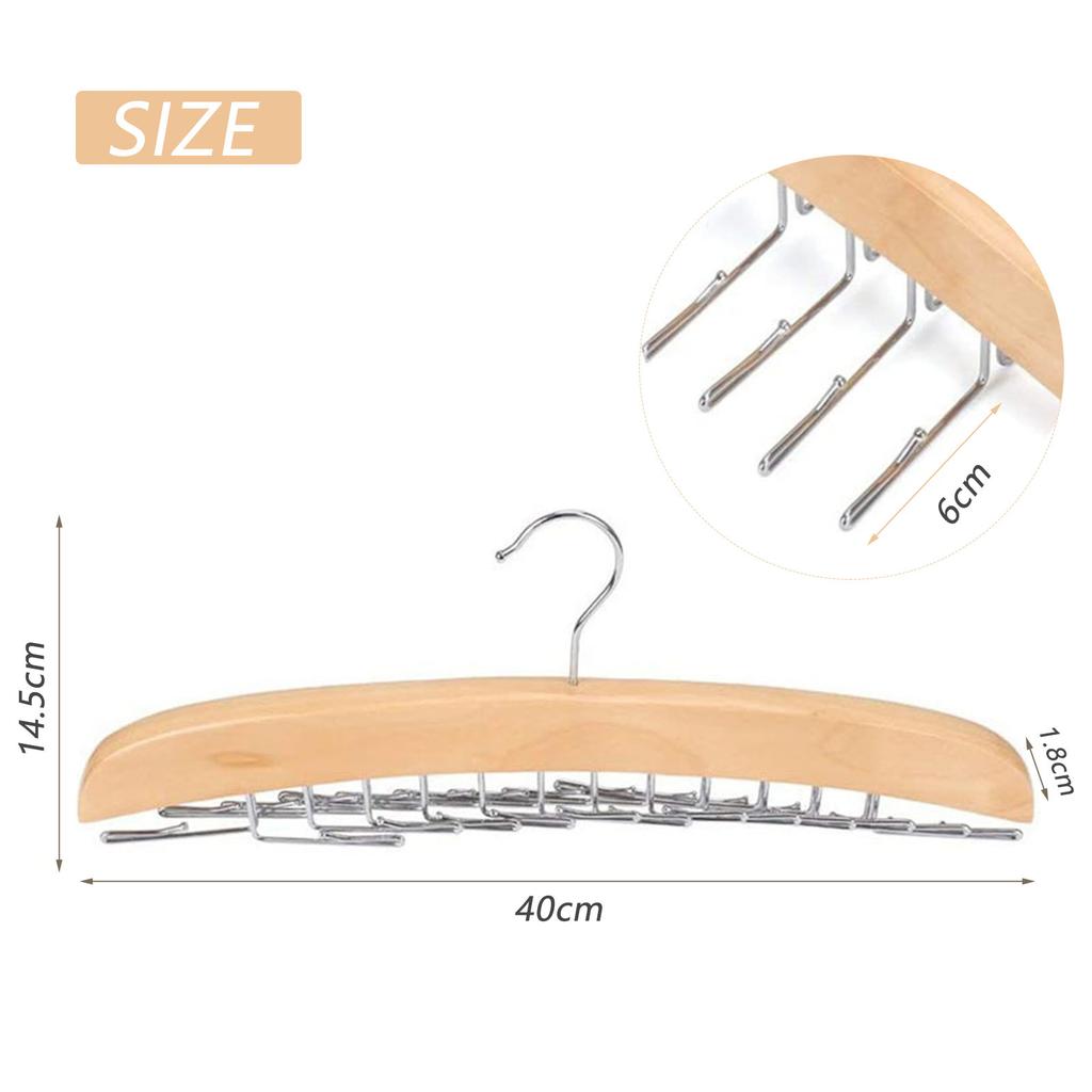 Multifunctional Wooden Hangers With 24 Hooks Belt Underwear Rack Hanger Space Saving Necktie Holder Closet Finishing Organizer