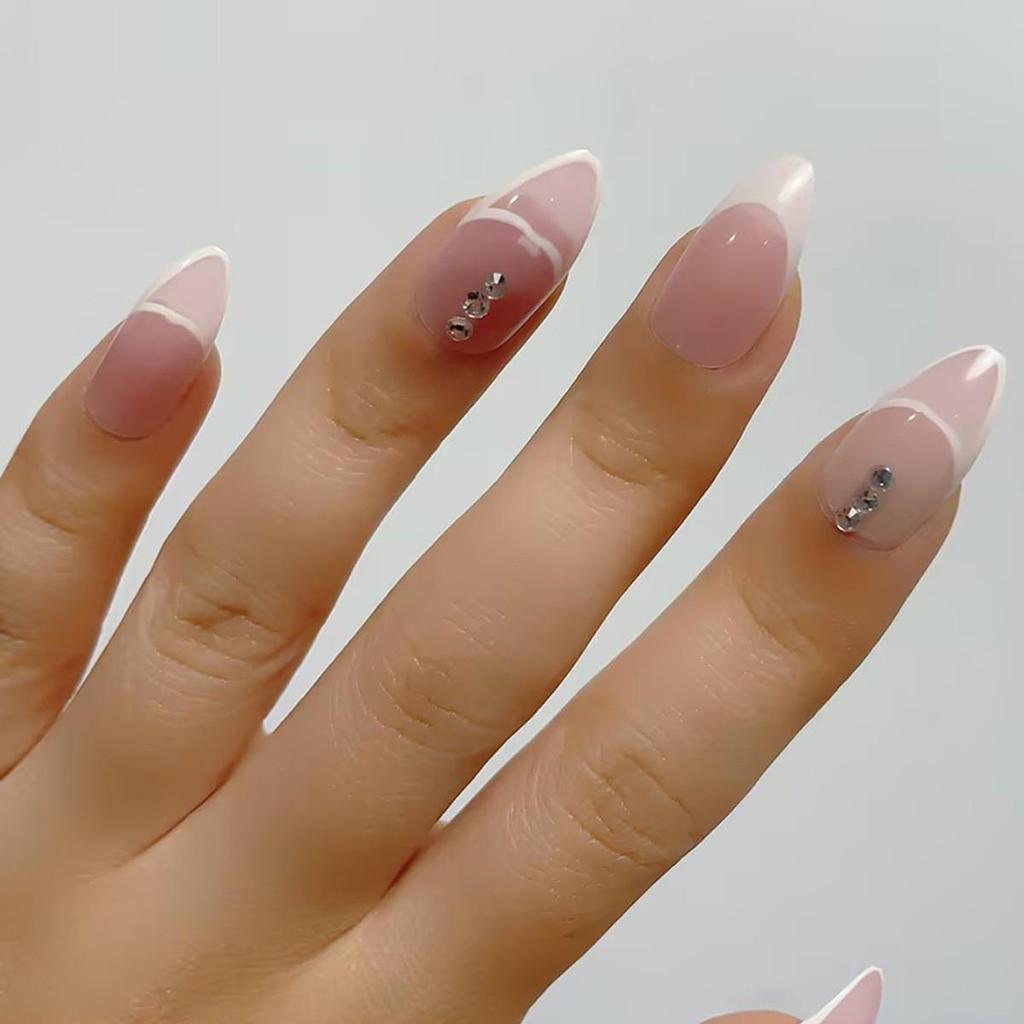 High-End French Almond Press-On Nails - Medium-Long, Stylish & Elegant
