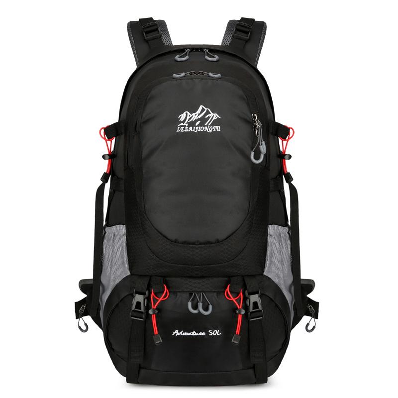 Men's Large Capacity Mountaineering Backpack with Steel Frame and Rain Cover for Outdoor Sports