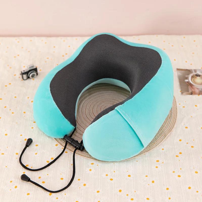 

Memory Foam U Shaped Pillow Neck Support Travel Portable Student Sleeping Aid Airplane Pillow Neckrest U Pillow for Home Office зелений