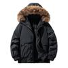 Men's Winter Mid-Length White Duck Down Parka with Large Fur Collar