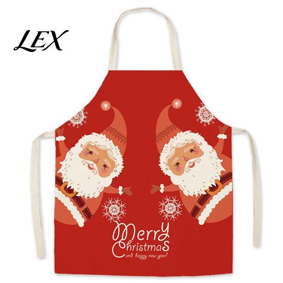 Family Gathering Culinary Outfit Christmas Apron, Santa Claus/Elk/Gingerbread Man/Snowman Print Cooking Bib, Waterproof Holiday Bib Non-woven Fabric,