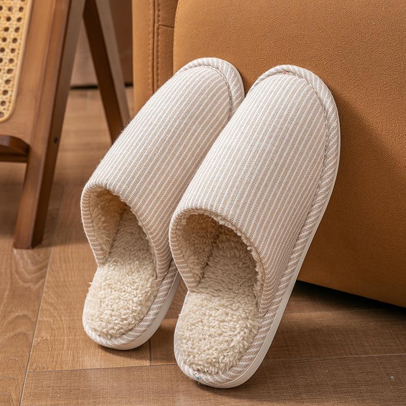 

Cotton slippers men s winter home indoor non-slip household floor couple warm plush slippers women s autumn and winter shoes 36/37 (suitable for 34-35)