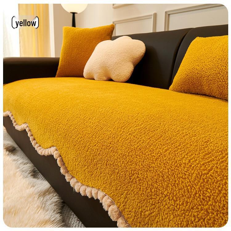 Lammwolle Anti-Rutsch Sofabezug: Dicke, einteilige Polsterung für Herbst & Winter