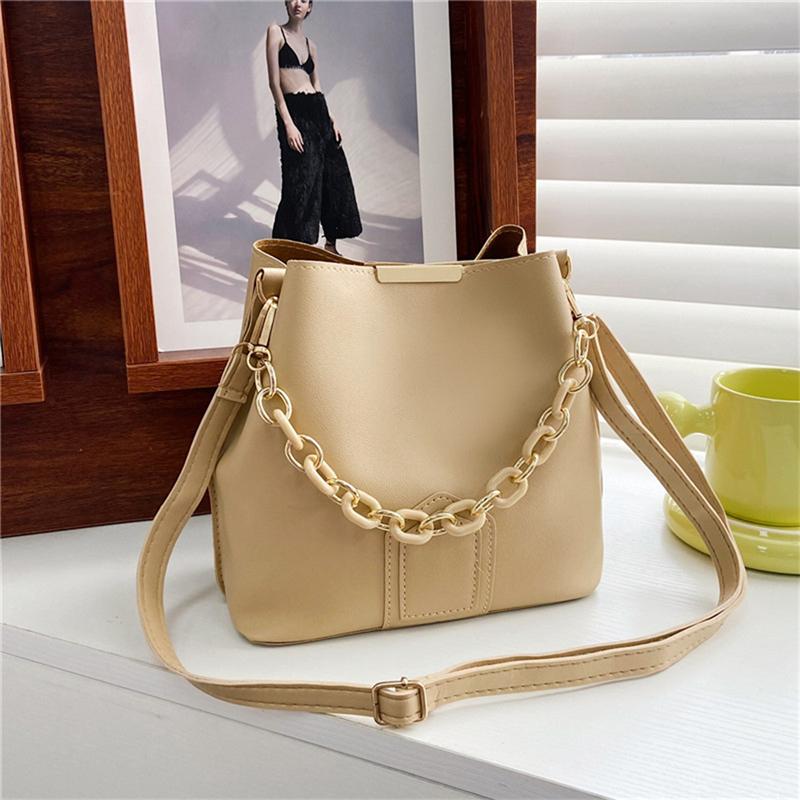 Chain Women Leather Shoulder Bag Casual Women Handbags Crossbody Bag Bucket Bags for Women Designer Messenger Bags