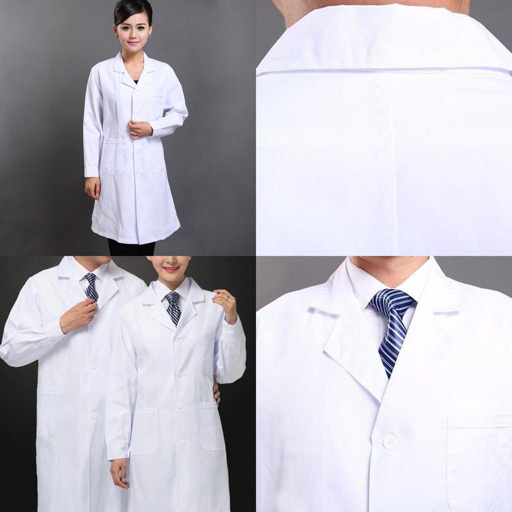Unisex Doctor Nurse Workwear Long Sleeve Short Sleeve Lab Coat White Winter Summer