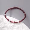 Sterling Coin Garnet Beaded Bracelet Women Minimalist Boho Style Adjustable Handmade Jewelry B3036